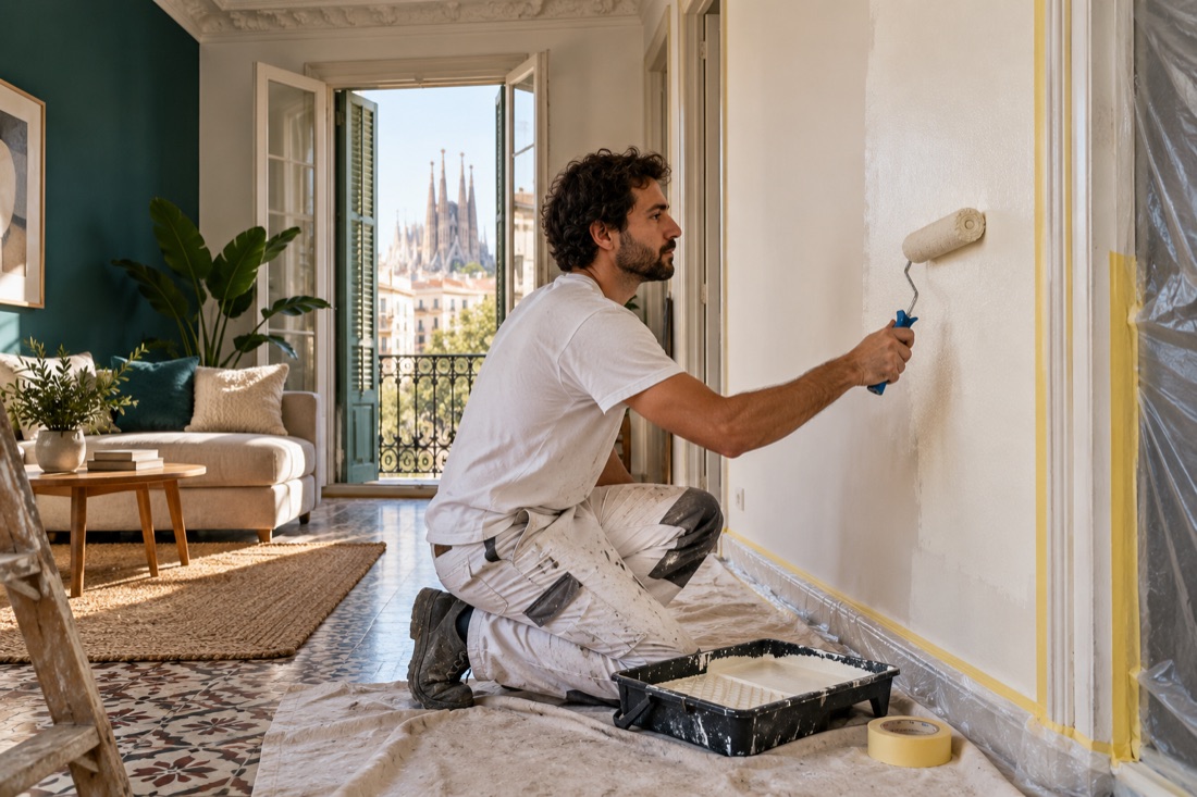 Painting an interior wall in a home